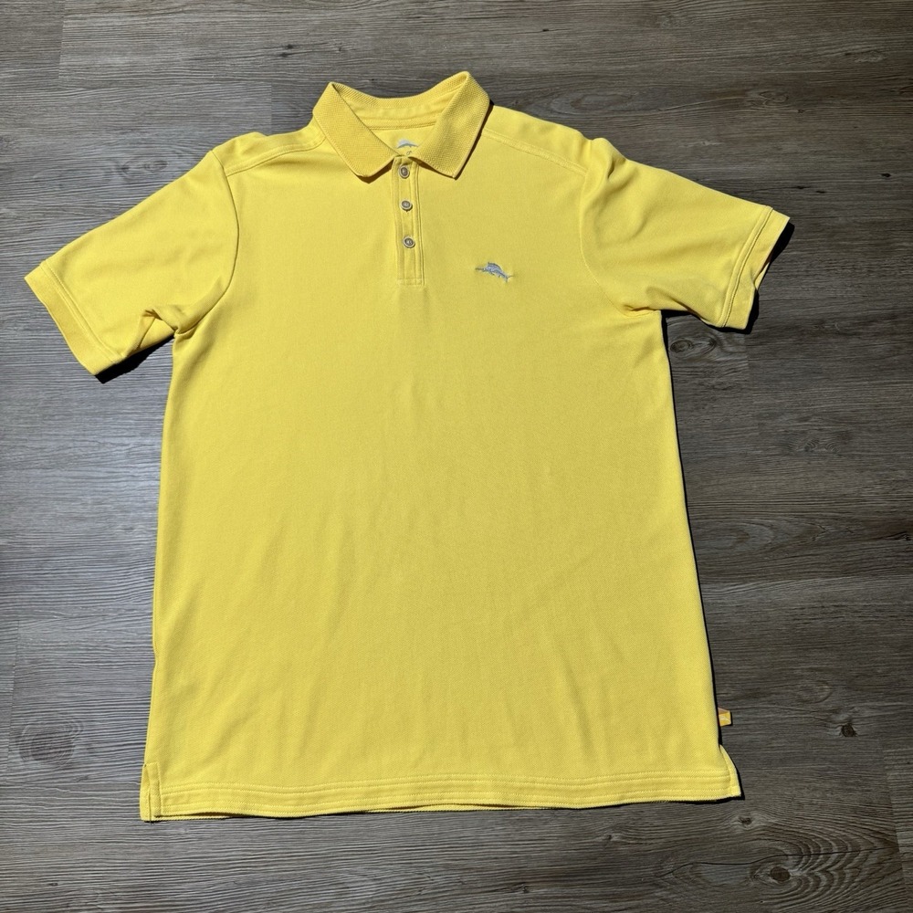 Tommy Bahama Supima Cotton Polo Shirt Men's Small Yellow Short Sleeve